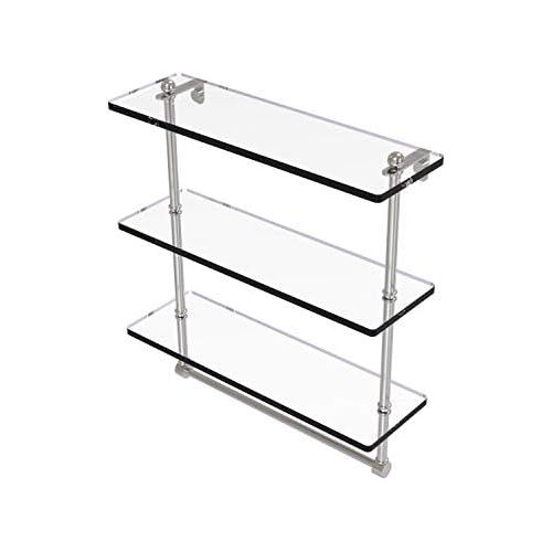  Allied Brass PR-516TB-SN 16 Triple Glass Shelf with TB Satin Nickel