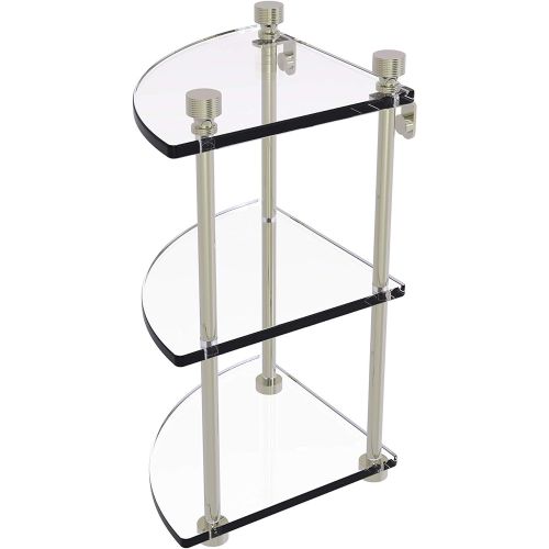  Allied Brass FT-6-PNI Triple Corner Glass Shelf Polished Nickel