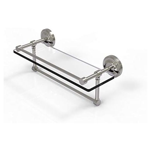  Allied Precision Industries Allied Brass PRBP-1TB16-GAL-SN 16-Inch Gallery Glass Shelf with Towel Bar, Satin Nickel