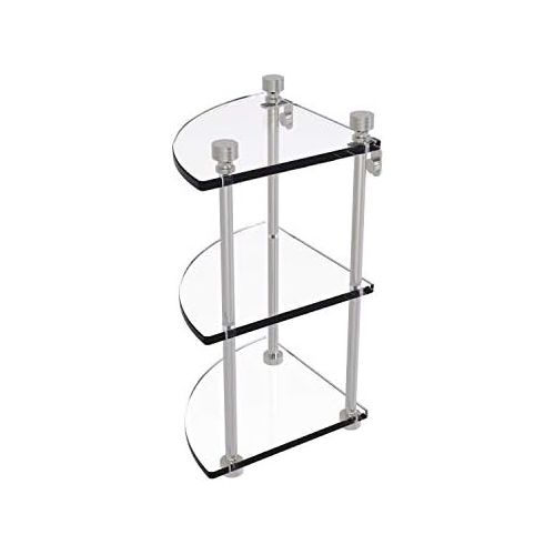  Allied Brass FT-6-SN Triple Corner Glass Shelf Satin Nickel