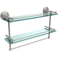 Allied Precision Industries Allied Brass QN-2TB22-GAL-SN 22-Inch Gallery Double Glass Shelf with Towel Bar, Satin Nickel