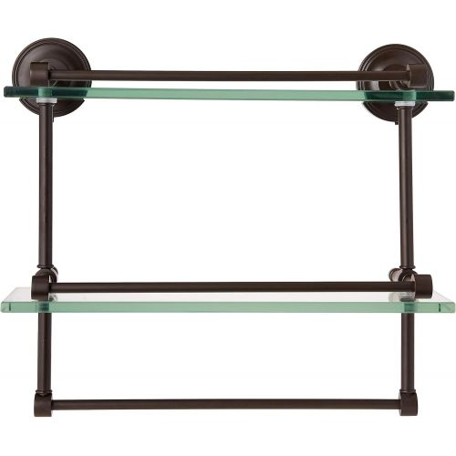  Allied Precision Industries Allied Brass P1000-216-GAL-ORB 16-Inch Tempered Double Glass Shelf with Gallery Rail, Oil Rubbed Bronze