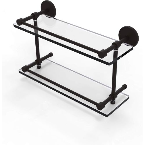  Allied Precision Industries Allied Brass P1000-216-GAL-ORB 16-Inch Tempered Double Glass Shelf with Gallery Rail, Oil Rubbed Bronze