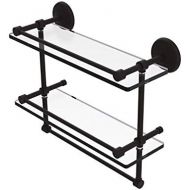 Allied Precision Industries Allied Brass MC-2TB16-GAL-ORB 16-Inch Gallery Double Glass Shelf with Towel Bar, Oil Rubbed Bronze