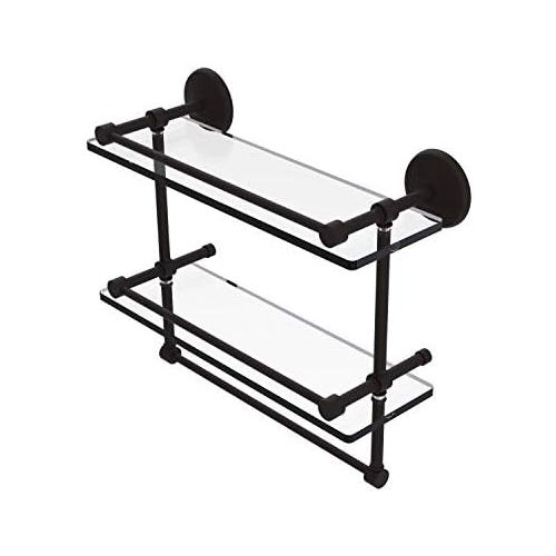  Allied Precision Industries Allied Brass MC-2TB16-GAL-ORB 16-Inch Gallery Double Glass Shelf with Towel Bar, Oil Rubbed Bronze