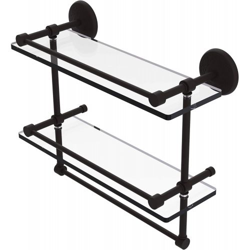  Allied Precision Industries Allied Brass MC-2TB16-GAL-ORB 16-Inch Gallery Double Glass Shelf with Towel Bar, Oil Rubbed Bronze