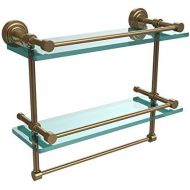 Allied Precision Industries Allied Brass DT-2TB16-GAL-BBR 16-Inch Gallery Double Glass Shelf with Towel Bar, Brushed Bronze