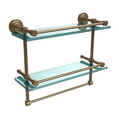  Allied Precision Industries Allied Brass DT-2TB16-GAL-BBR 16-Inch Gallery Double Glass Shelf with Towel Bar, Brushed Bronze