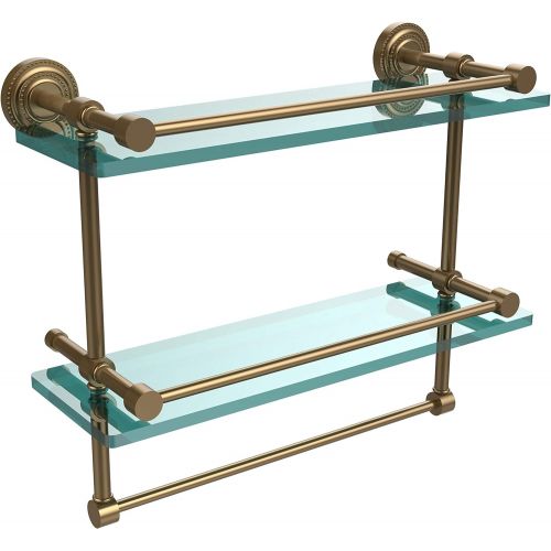  Allied Precision Industries Allied Brass DT-2TB16-GAL-BBR 16-Inch Gallery Double Glass Shelf with Towel Bar, Brushed Bronze