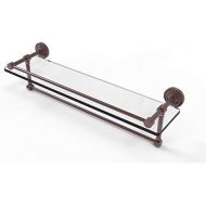 Allied Precision Industries Allied Brass DT-1TB22-GAL-CA 22-Inch by 5-Inch Glass Shelf with Towel Bar, Antique Copper