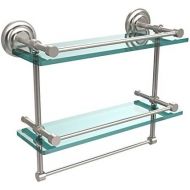 Allied Precision Industries Allied Brass QN-2TB16-GAL-SN 16-Inch Gallery Double Glass Shelf with Towel Bar, Satin Nickel