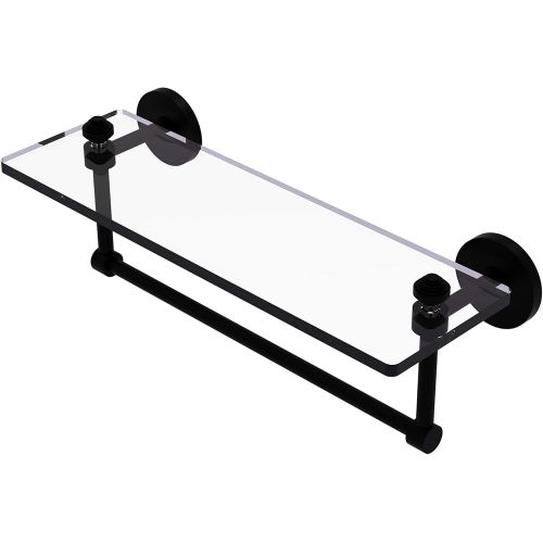  Allied Brass SB-1TB16-BKM Glass Shelf with Towel Bar, 16-Inch x 5-Inch