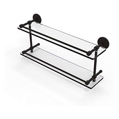  Allied Precision Industries Allied Brass P1000-222-GAL-ORB 22-Inch Tempered Double Glass Shelf with Gallery Rail, Oil Rubbed Bronze