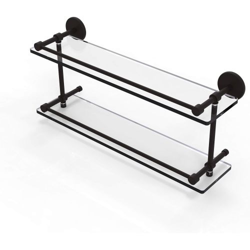  Allied Precision Industries Allied Brass P1000-222-GAL-ORB 22-Inch Tempered Double Glass Shelf with Gallery Rail, Oil Rubbed Bronze