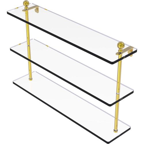  Allied Brass MA-522-PB 22 Triple Glass Shelf Polished Brass