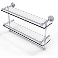 Allied Precision Industries Allied Brass WP-2TB22-GAL-PC 22-Inch Gallery Double Glass Shelf with Towel Bar, Polished Chrome