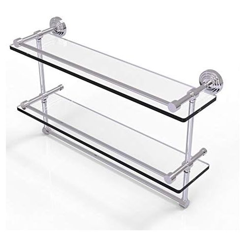  Allied Precision Industries Allied Brass WP-2TB22-GAL-PC 22-Inch Gallery Double Glass Shelf with Towel Bar, Polished Chrome