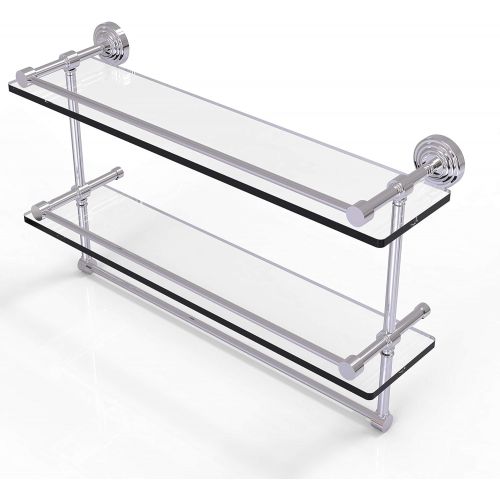  Allied Precision Industries Allied Brass WP-2TB22-GAL-PC 22-Inch Gallery Double Glass Shelf with Towel Bar, Polished Chrome