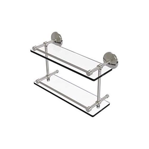  Allied Precision Industries Allied Brass MC-216-GAL-SN Monte Carlo 16-Inch Double Glass Shelf with Gallery Rail, Satin Nickel