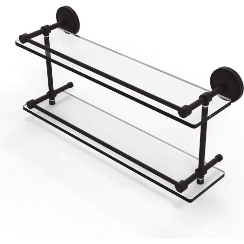  Allied Precision Industries Allied Brass PRBP-222-GAL-ORB Prestige Regal 22-Inch Double Glass Shelf with Gallery Rail, Oil Rubbed Bronze