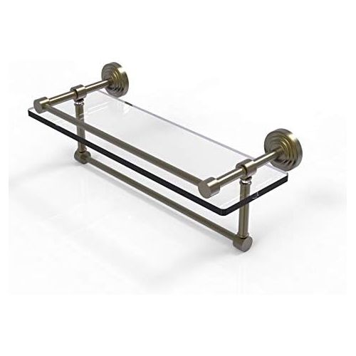  Allied Precision Industries Allied Brass WP-1TB16-GAL-ABR Waverly Place Collection 16-Inch by 5-Inch Glass Shelf with Towel Bar, Antique Brass