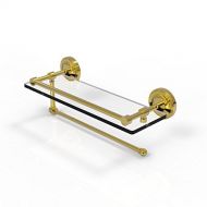 Allied Precision Industries Allied Brass Prestige Regal Collection Paper Towel Holder with 16 Inch Gallery Glass Shelf PRBP-1PT/16-GAL - Unlacquered Brass