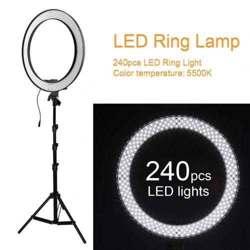  Alloet 55W 240pcs LED Ring Light 5500K Dimmable Camera Photo Lamp wTripod (B)