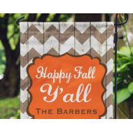 AlloraGifts Garden Flag - Happy Fall Yall - Personalized Garden Flag - Rustic Chevron Flag - Personalized Yard Flag - Wedding Gift - Double Sided Flag