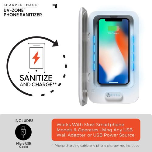 Allstar Innovations UV Zone Phone Sanitizer by Sharper Image - Sanitize & Kill Bacteria on Smartphones, iPhone, Android, Air Pods, Credit Cards & More with UV Light