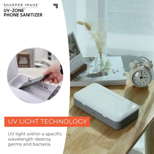  Allstar Innovations UV Zone Phone Sanitizer by Sharper Image - Sanitize & Kill Bacteria on Smartphones, iPhone, Android, Air Pods, Credit Cards & More with UV Light