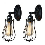 Alltrust ALLTRUST Set of 2 Wire Cage Wall Sconce Wall Lamp Industrial Wall Light Shade Vintage Style Edison E26 Base for Headboard Bedroom Garage Porch Light 2 Packs(HARDWIRE NOT Include Bu