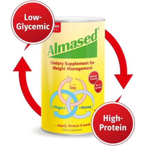  Almased Meal Replacement Shakes -Soy Protein Powder for Weight Loss - Shake for Weight Loss and Meal Replacement - Gluten Free, No Sugar Added (3 pack + Free Stress Ball)