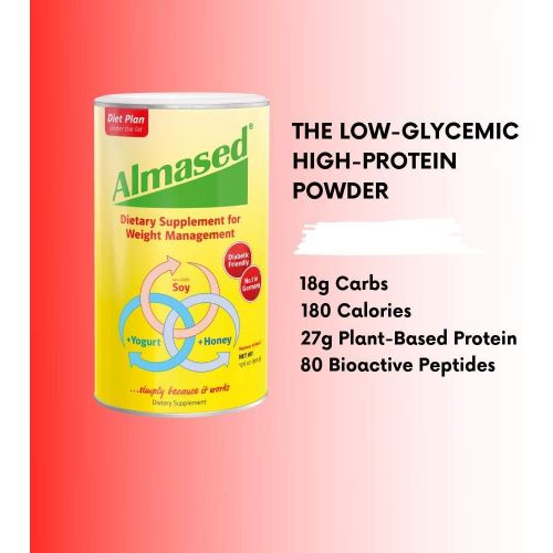  Almased Meal Replacement Shakes -Soy Protein Powder for Weight Loss - Shake for Weight Loss and Meal Replacement - Gluten Free, No Sugar Added (3 pack + Free Stress Ball)