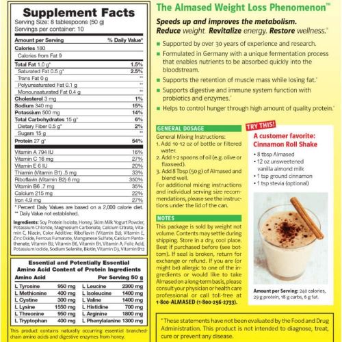  Almased Meal Replacement Shakes -Soy Protein Powder for Weight Loss - Shake for Weight Loss and Meal Replacement - Gluten Free, No Sugar Added (3 pack + Free Stress Ball)