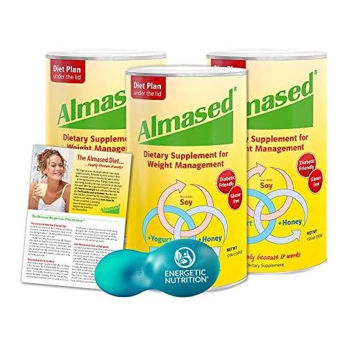  Almased Diet Kit  3 cans Almased Multi-Protein Powder (17.6 oz ea) bundled with 1 Energetic Multi-measure Scoop (4 items)