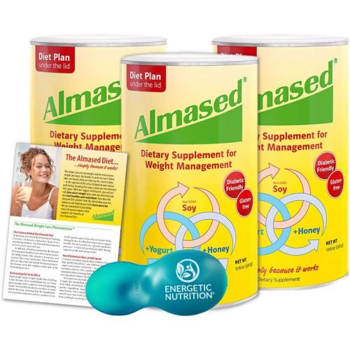  Almased Diet Kit  3 cans Almased Multi-Protein Powder (17.6 oz ea) bundled with 1 Energetic Multi-measure Scoop (4 items)