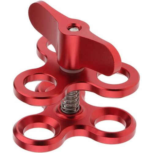  Almencla 2X Aluminum CNC Camera Accessory Diving Lights Arm Ball Clip Triple Clamp Mount Adapter for Gopro 3+/4/5/6 Cameras Red