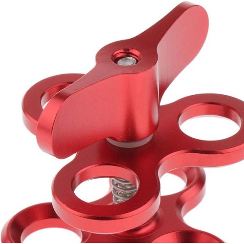  Almencla 2X Aluminum CNC Camera Accessory Diving Lights Arm Ball Clip Triple Clamp Mount Adapter for Gopro 3+/4/5/6 Cameras Red