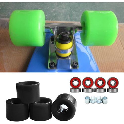  Almencla 4pcs 78A High Flexibility Quad Roller Skate Wheels with Bearings Installed Road Skate Skateboard Wheels for Indoor Outdoor Roller Skating