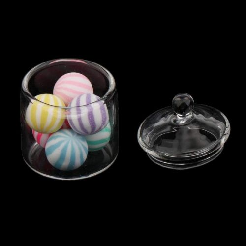  Almencla Sweet Colorful Dollhouse Miniature Candy Jar in Clear Glass M