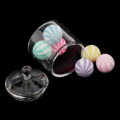 Almencla Sweet Colorful Dollhouse Miniature Candy Jar in Clear Glass M