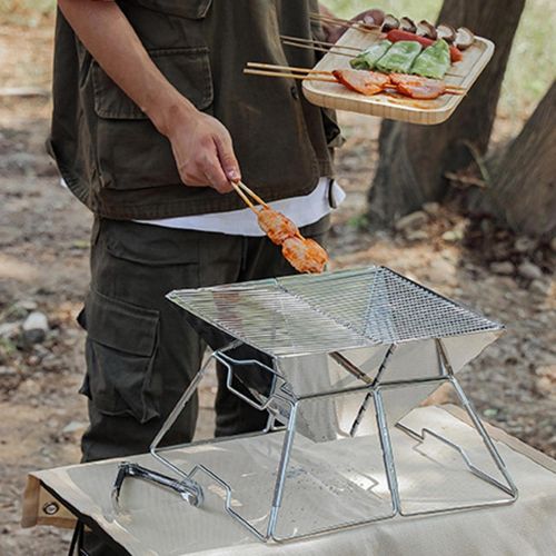  Almencla Folding Wood Stove Stove Garden Portable Outdoor Light Weight Grill Barbecue Charcoal BBQ Grill Stove for Hiking Camping Pinic