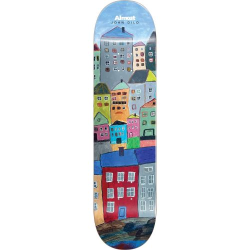  Almost Skateboards John Dilo Places/Left Skateboard Deck Resin-7-8.12 x 31.7 with Jessup WS Die-Cut Black Griptape - Bundle of 2 Items