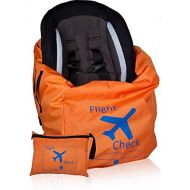 [아마존베스트]Alnoor USA Car Seat Travel Bag and Carrier for Gate Check with Travel Pouch - Bright Orange with Blue Letters for...