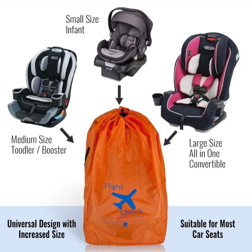  [아마존베스트]Alnoor USA Car Seat Travel Bag and Carrier for Gate Check with Travel Pouch - Bright Orange with Blue Letters for...