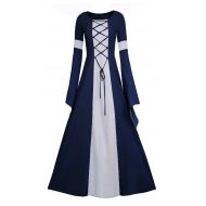 Aloe.W Women Medieval Dress Renaissance Lace Up Vintage Style Gothic Dress Floor Length Women Cosplay Dresses Retro Gown