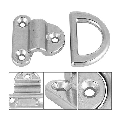  Alomejor D Ring Boat Folding Pad 316 Grade Stainless Steel Material Tie Down Cleat(4 Pcs 8mm)