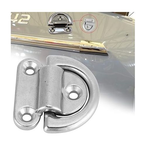  Alomejor D Ring Boat Folding Pad 316 Grade Stainless Steel Material Tie Down Cleat(4 Pcs 8mm)