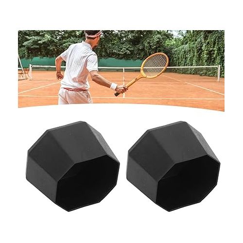  Alomejor 2pcs Tennis Racket Butt Silicone End Cover Repair Racket Back Cover for Tennis and Racquetball Racket