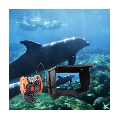  Alomejor Underwater Fishing Camera with Display Night Light Long Battery Life High Resolution Sensor Chip for Lake Boat Kayak Ice Fishing